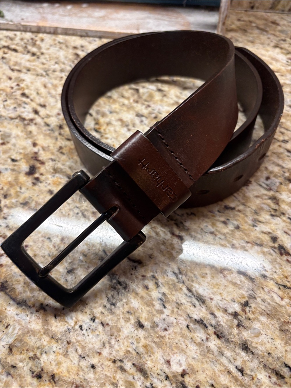 Genuine Brown Leather Men’s Belt - Stitched Detail